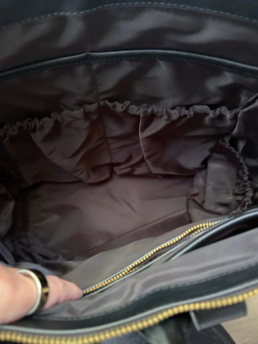 Fawn Design Square Black Faux Leather Diaper Bag